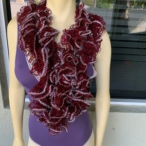 Handmade Shades of Red Ruffle Crochet Women’s Scarf